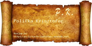 Polifka Krisztofer névjegykártya